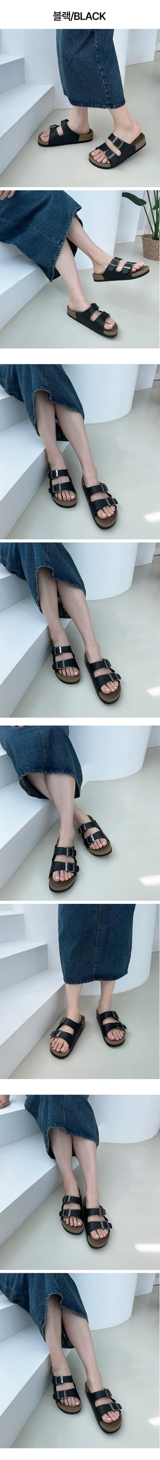 Andrew Birken Two-Buckle Slipper Bloafer Summer Sandals