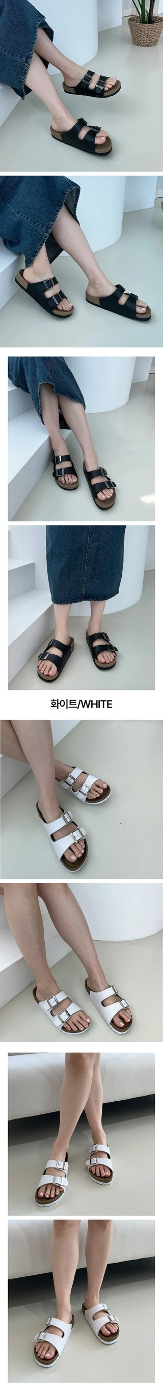 Andrew Birken Two-Buckle Slipper Bloafer Summer Sandals