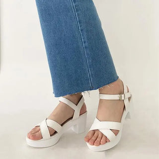 Helen Gaboshi chunky heel mid-heel colorful buckle heel sandals summer and spring shoes