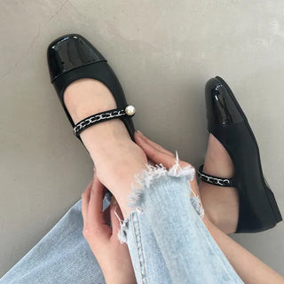 Leah Color Block Point Pearl Mary Jane Loafer Flats