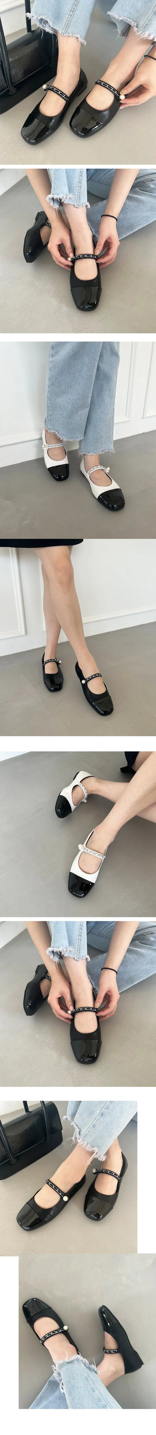 Leah Color Block Point Pearl Mary Jane Loafer Flats