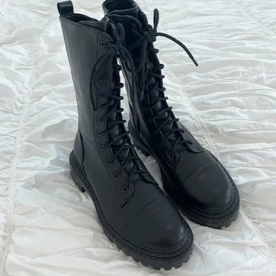 Bliss Low Heel Walker Fall Boots, Mid-Short Length, Shiny