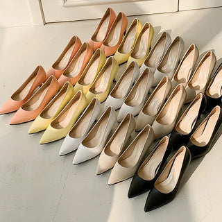 Cushion-covered Evelyn exclusive production 5.7.9cm basic interview shoes stiletto heel mid-heel high heel