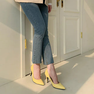 Cushion-covered Evelyn exclusive production 5.7.9cm basic interview shoes stiletto heel mid-heel high heel