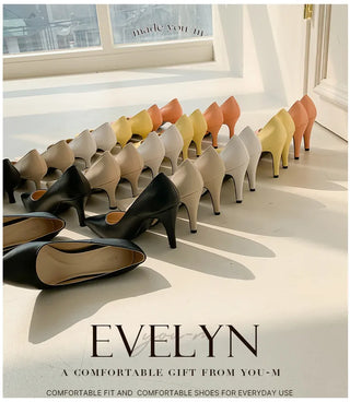 Cushion-covered Evelyn exclusive production 5.7.9cm basic interview shoes stiletto heel mid-heel high heel