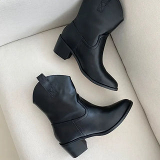 Dahlia Fall Western Short Boots Walkers, Non-Embroidered Short Middle Half