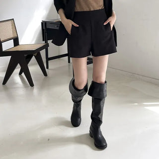 Solar Unique Ribbon Detail Vintage Rider Style Knee-High Long Boots