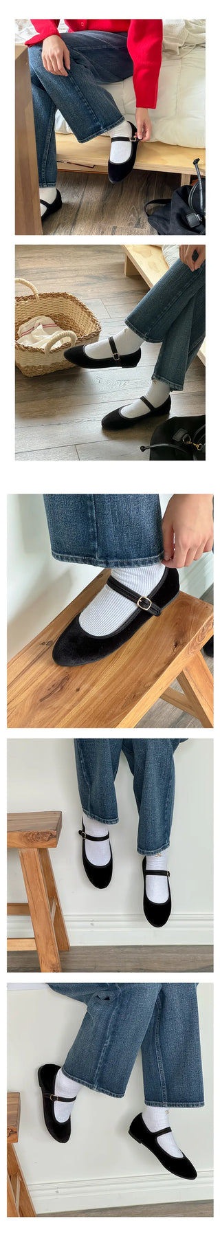 Oversized Oslo Velvet Mary Jane Hidden Banding Loafer Flats (1cm)