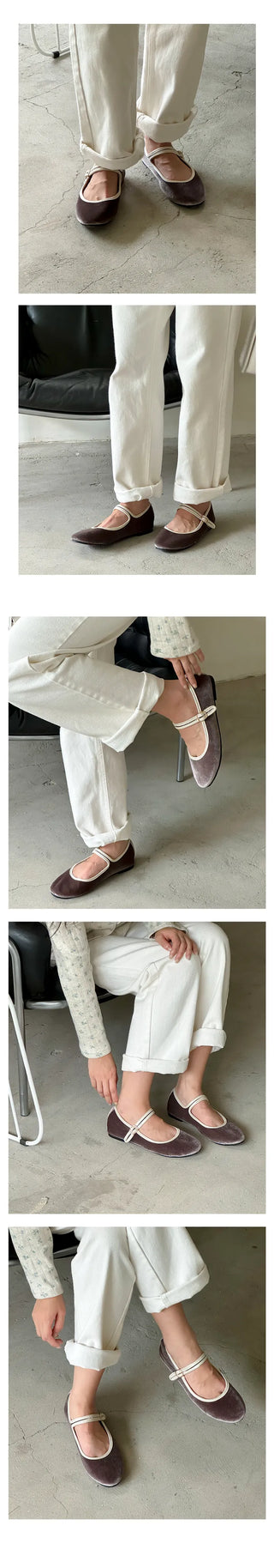 Oversized Oslo Velvet Mary Jane Hidden Banding Loafer Flats (1cm)