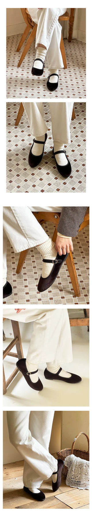 Oversized Oslo Velvet Mary Jane Hidden Banding Loafer Flats (1cm)