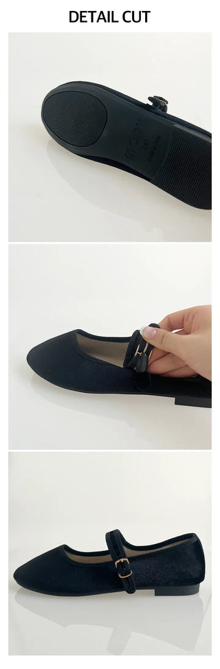 Oversized Oslo Velvet Mary Jane Hidden Banding Loafer Flats (1cm)