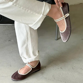 Oversized Oslo Velvet Mary Jane Hidden Banding Loafer Flats (1cm)