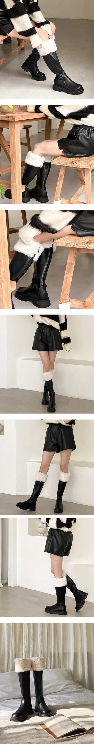 Bianca Waterproof Non-Slip Sole Round Long Boots (4.5CM)