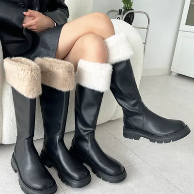 Bianca Waterproof Non-Slip Sole Round Long Boots (4.5CM)