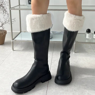 Bianca Waterproof Non-Slip Sole Round Long Boots (4.5CM)