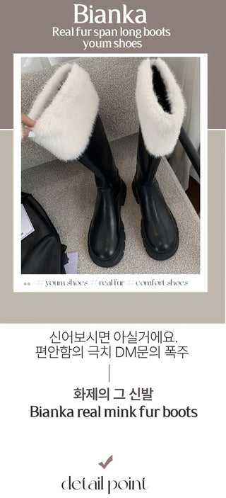 Bianca Waterproof Non-Slip Sole Round Long Boots (4.5CM)