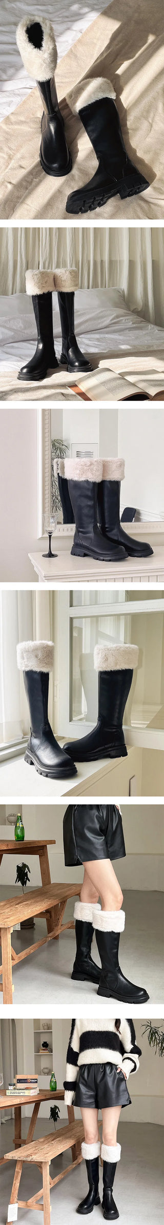 Bianca Waterproof Non-Slip Sole Round Long Boots (4.5CM)