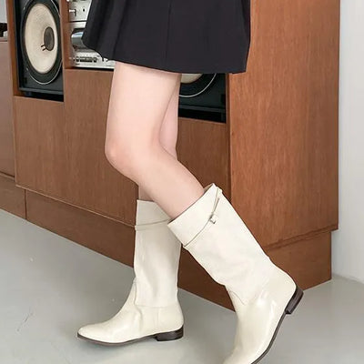 Roa Linen Autumn Suede 3 TYPE Half Middle Boots (2CM)