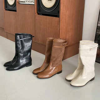 Roa Linen Autumn Suede 3 TYPE Half Middle Boots (2CM)