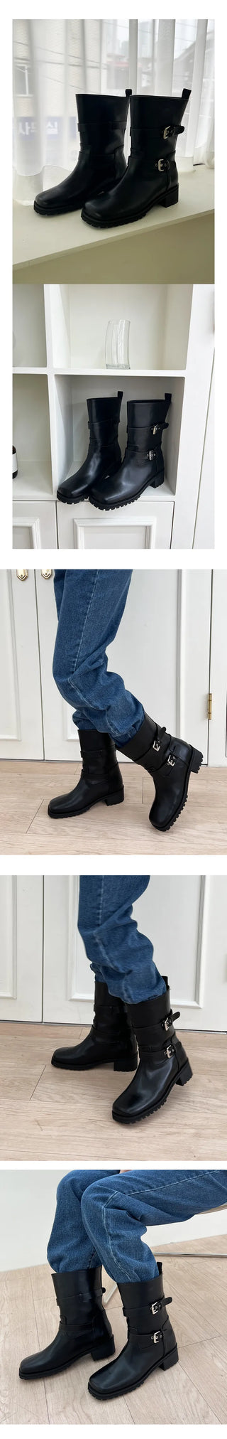 Blake Two-Buckle Biker Boots Walker (3cm)