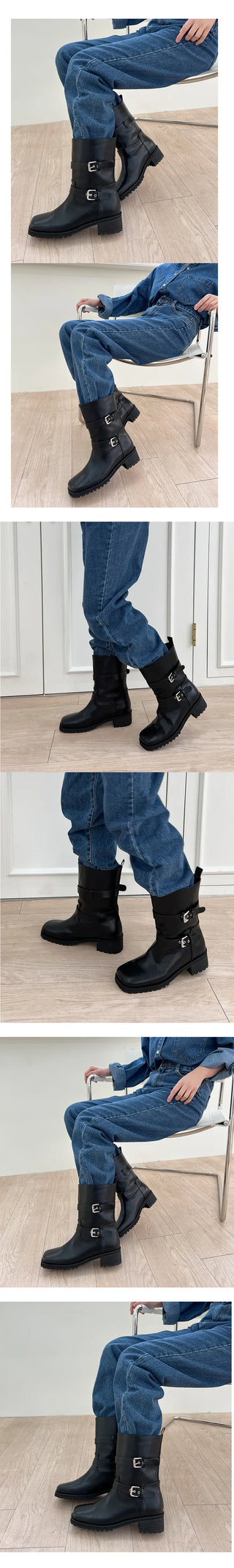 Blake Two-Buckle Biker Boots Walker (3cm)