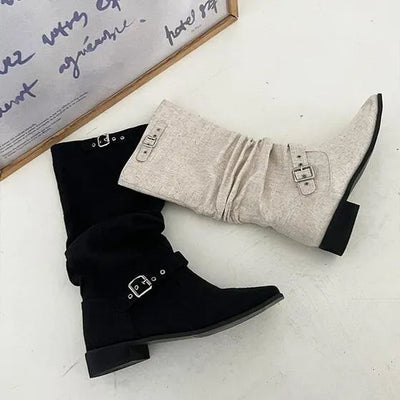 Vani Mar Two-Buckle Long Boots (4cm)