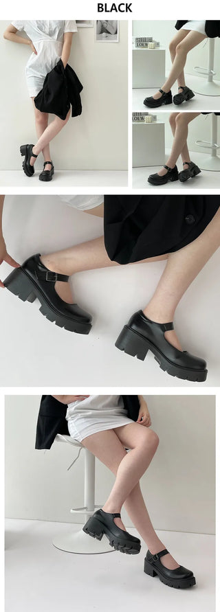 Lucy high heel Velcro buckle walker loafers