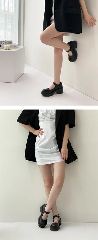 Lucy high heel Velcro buckle walker loafers