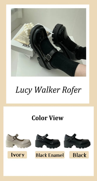 Lucy high heel Velcro buckle walker loafers