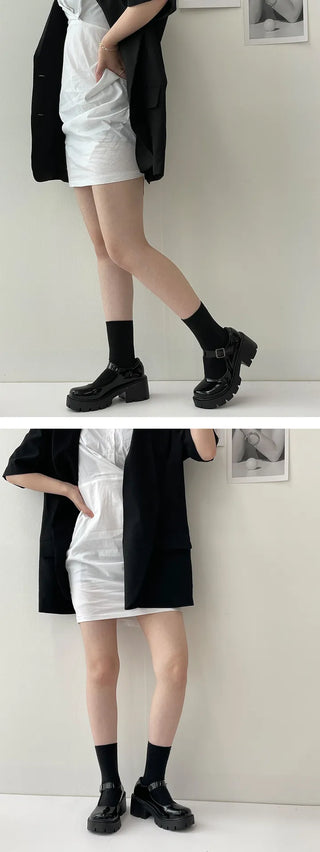 Lucy high heel Velcro buckle walker loafers