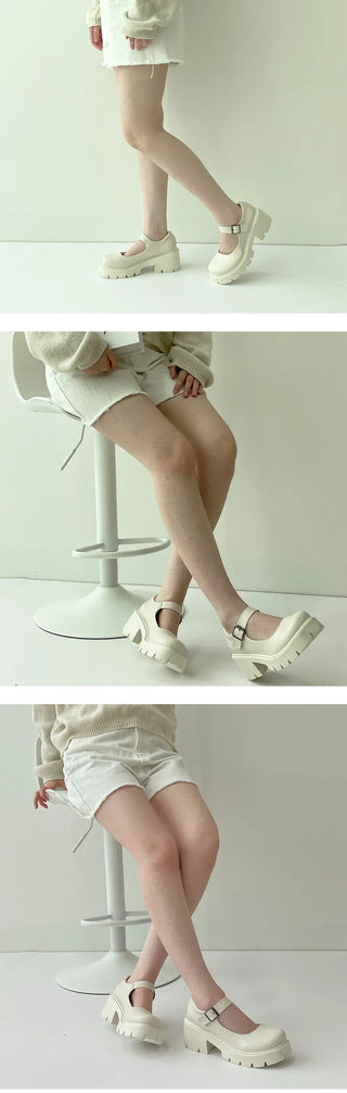 Lucy high heel Velcro buckle walker loafers