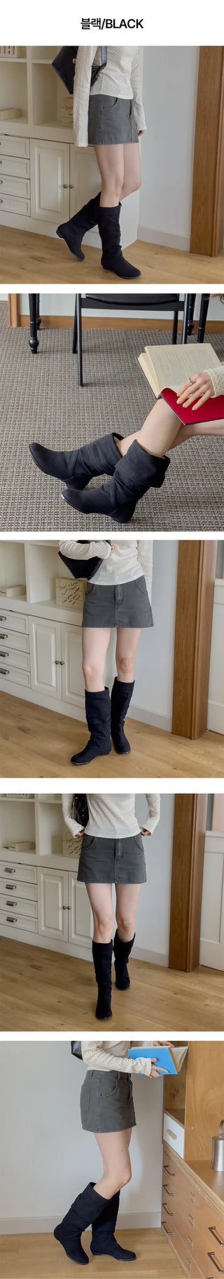 Jenne Linen Autumn Long Boots (2cm)