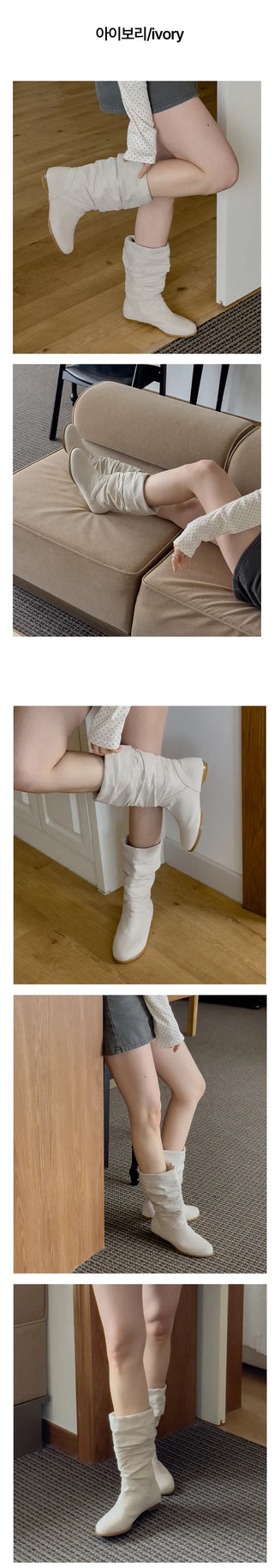 Jenne Linen Autumn Long Boots (2cm)