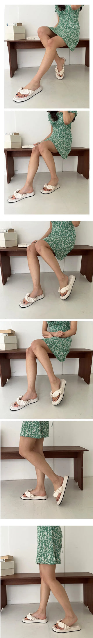 UM Gopchang Shirring Point Full-heel Height-increasing Sturdy Slippers (3cm)