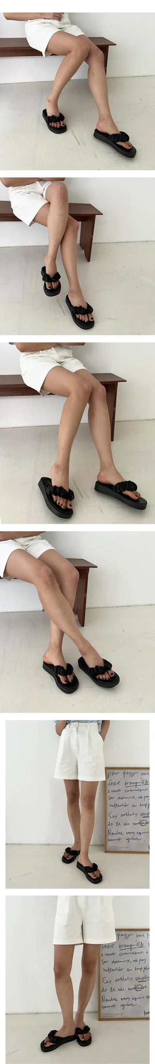 UM Gopchang Shirring Point Full-heel Height-increasing Sturdy Slippers (3cm)