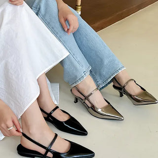 Big size Abigail spandex slingback stiletto flat sandals (1.5/3cm)