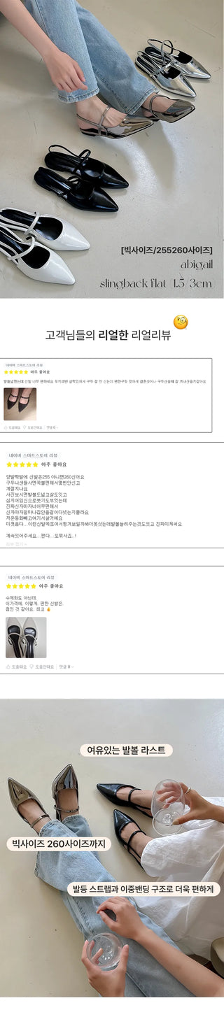 Big size Abigail spandex slingback stiletto flat sandals (1.5/3cm)