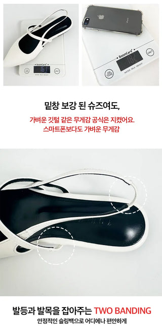 Big size Abigail spandex slingback stiletto flat sandals (1.5/3cm)