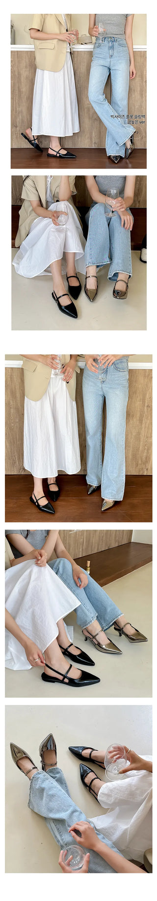 Big size Abigail spandex slingback stiletto flat sandals (1.5/3cm)