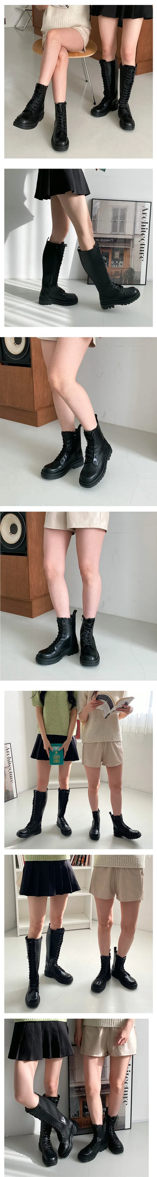 Glossy Boren strap-adjustable fall long/short walker boots