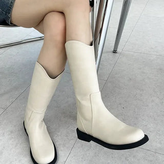 High-quality Noblen Fall Western Line Middle Half Boots (3cm)