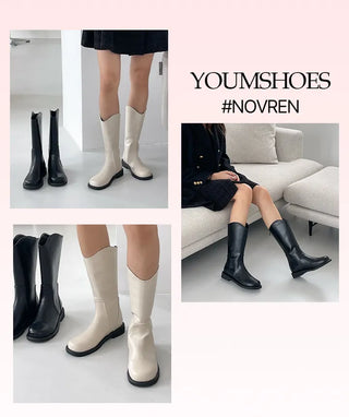 High-quality Noblen Fall Western Line Middle Half Boots (3cm)