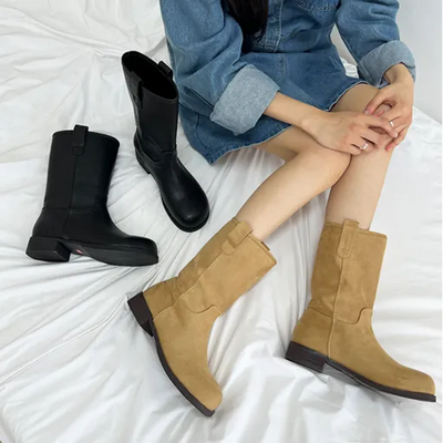 Lovely Round-Neck Round-Heel Loose-Fit Fall Short Mid-Calf Boots (3CM)