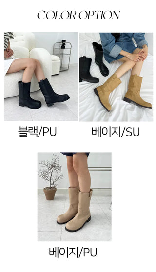Lovely Round-Neck Round-Heel Loose-Fit Fall Short Mid-Calf Boots (3CM)