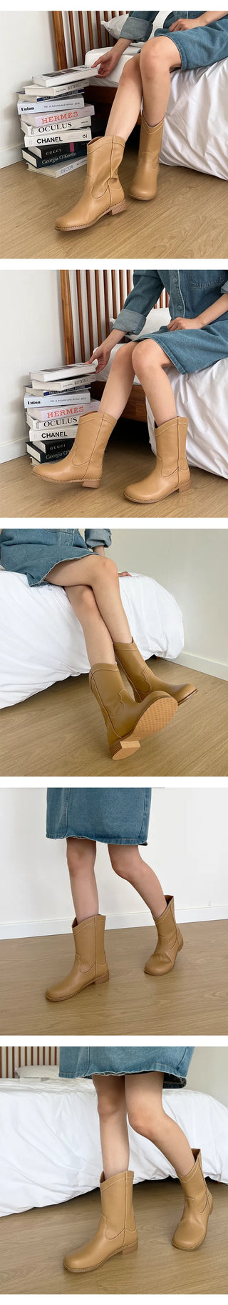 Ben Wide Boots Autumn Western Midi Big Size Boots (3CM)