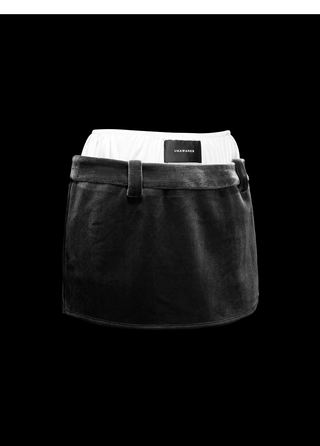 [UNAWARES] Double-Layer Waist Velvet Texture Mini Skirt