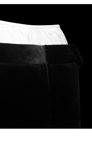 [UNAWARES] Double-Layer Waist Velvet Texture Mini Skirt