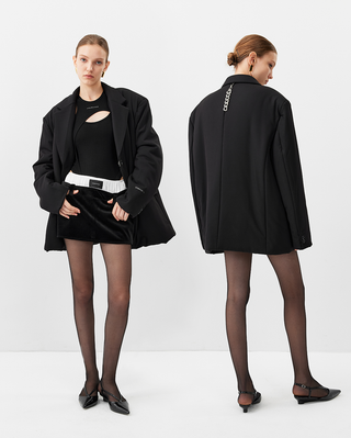 [UNAWARES] Double-Layer Waist Velvet Texture Mini Skirt