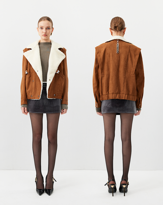 [UNAWARES] Double-Layer Waist Velvet Texture Mini Skirt