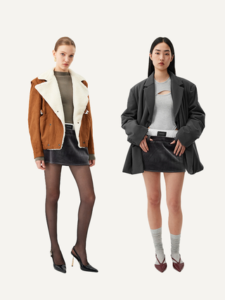[UNAWARES] Double-Layer Waist Velvet Texture Mini Skirt